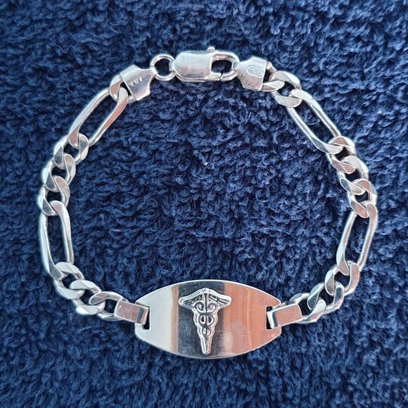 💎 Vintage Italy 925 Sterling Silver Medical Alert Bracelet — Stamped "F.N.A" 💎 - Picture 8 of 14